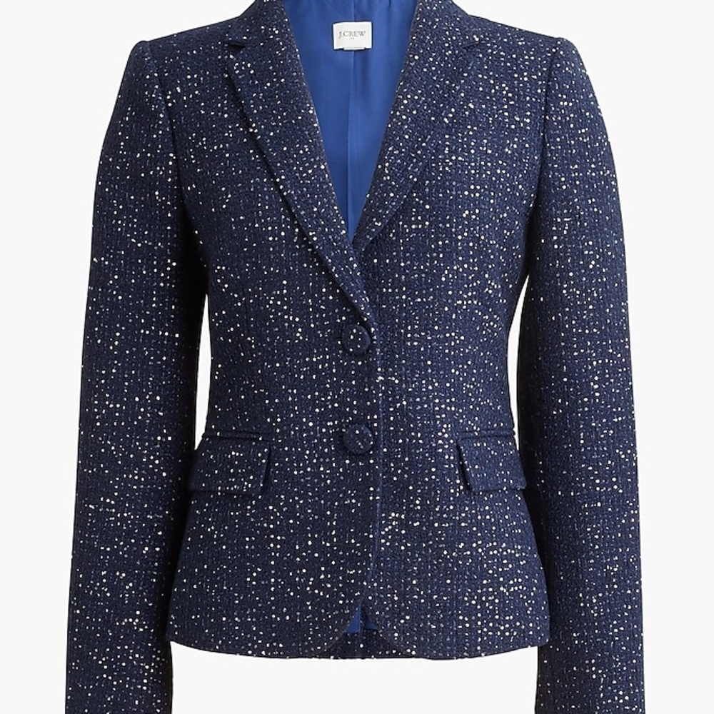 J Crew Factory Women’s Schoolboy Blazer Dark Navy Silver Metallic